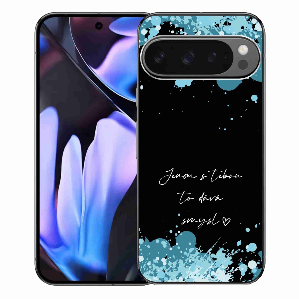 Gél borítás mmCase a Google Pixel 9 Pro XL számára - szerelmes szöveg fekete háttérrel