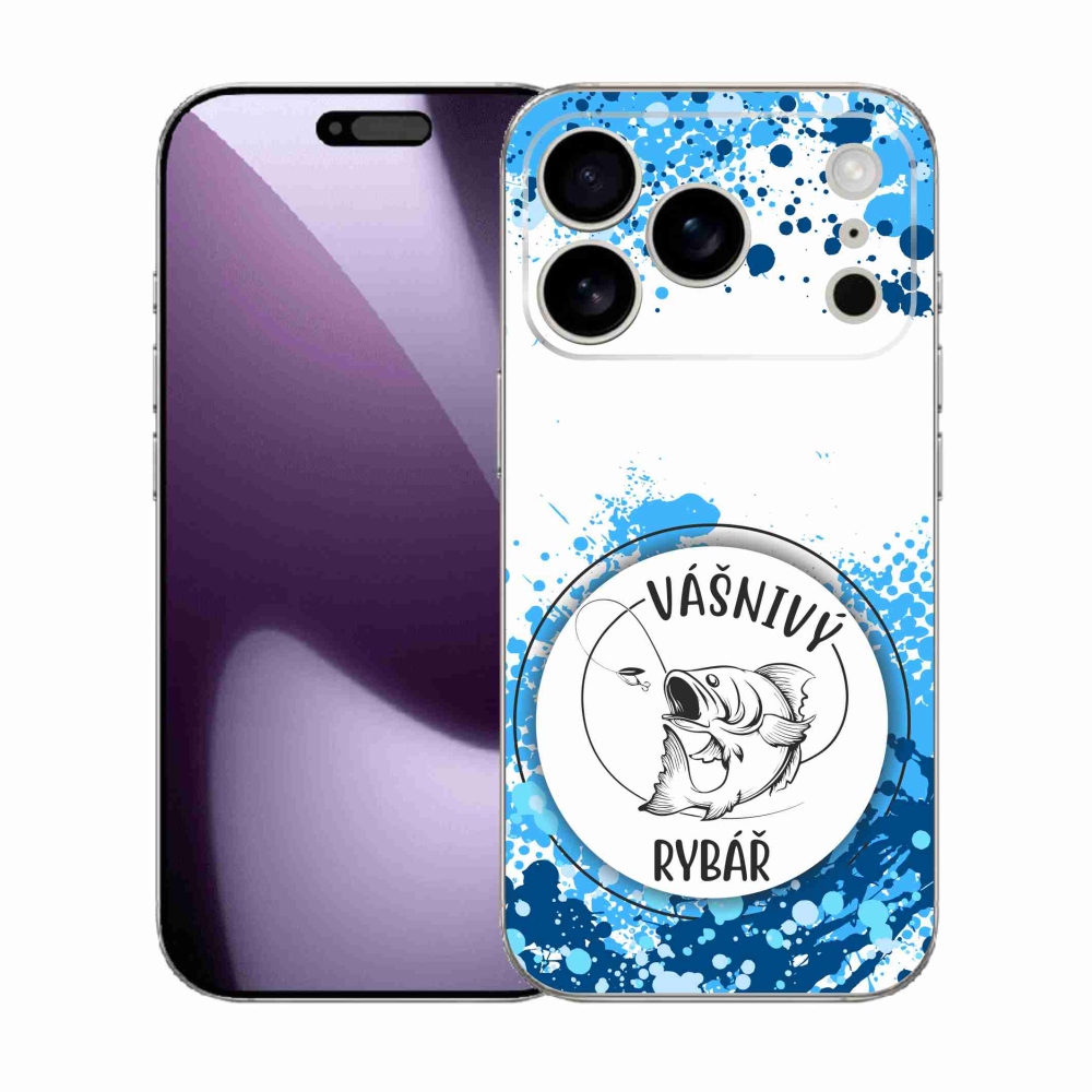 Gél borítás mmCase iPhone 17 Pro készülékhez - szenvedélyes halász fehér háttérrel