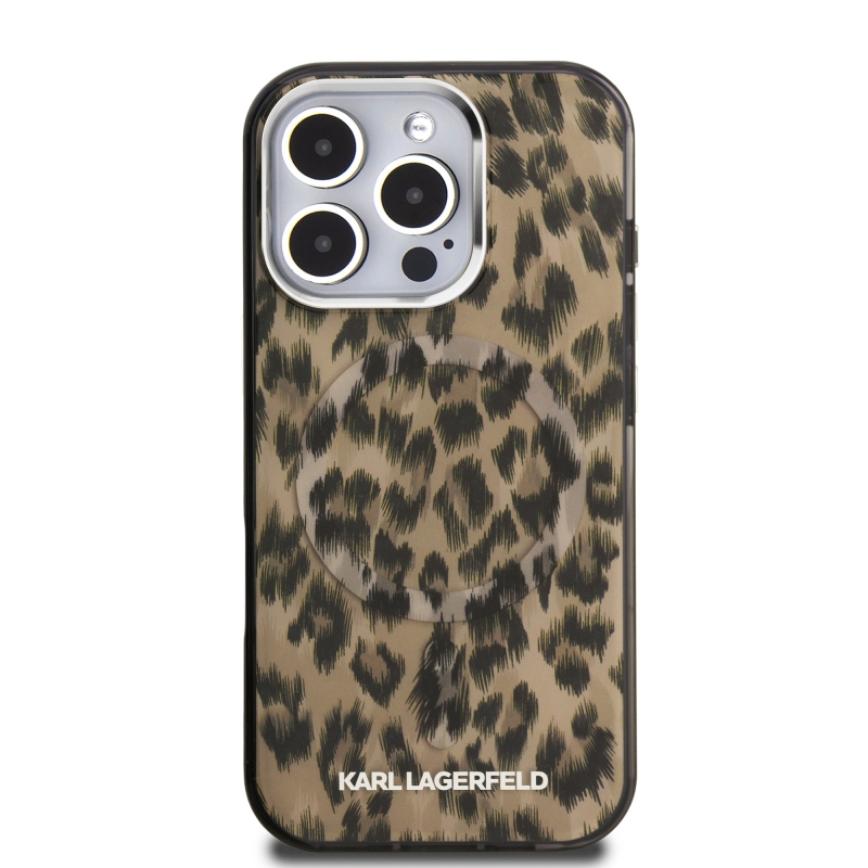 Karl Lagerfeld IML Leopard Leopard MagSafe hátlap iPhone 16 Pro barna színű készülékhez
