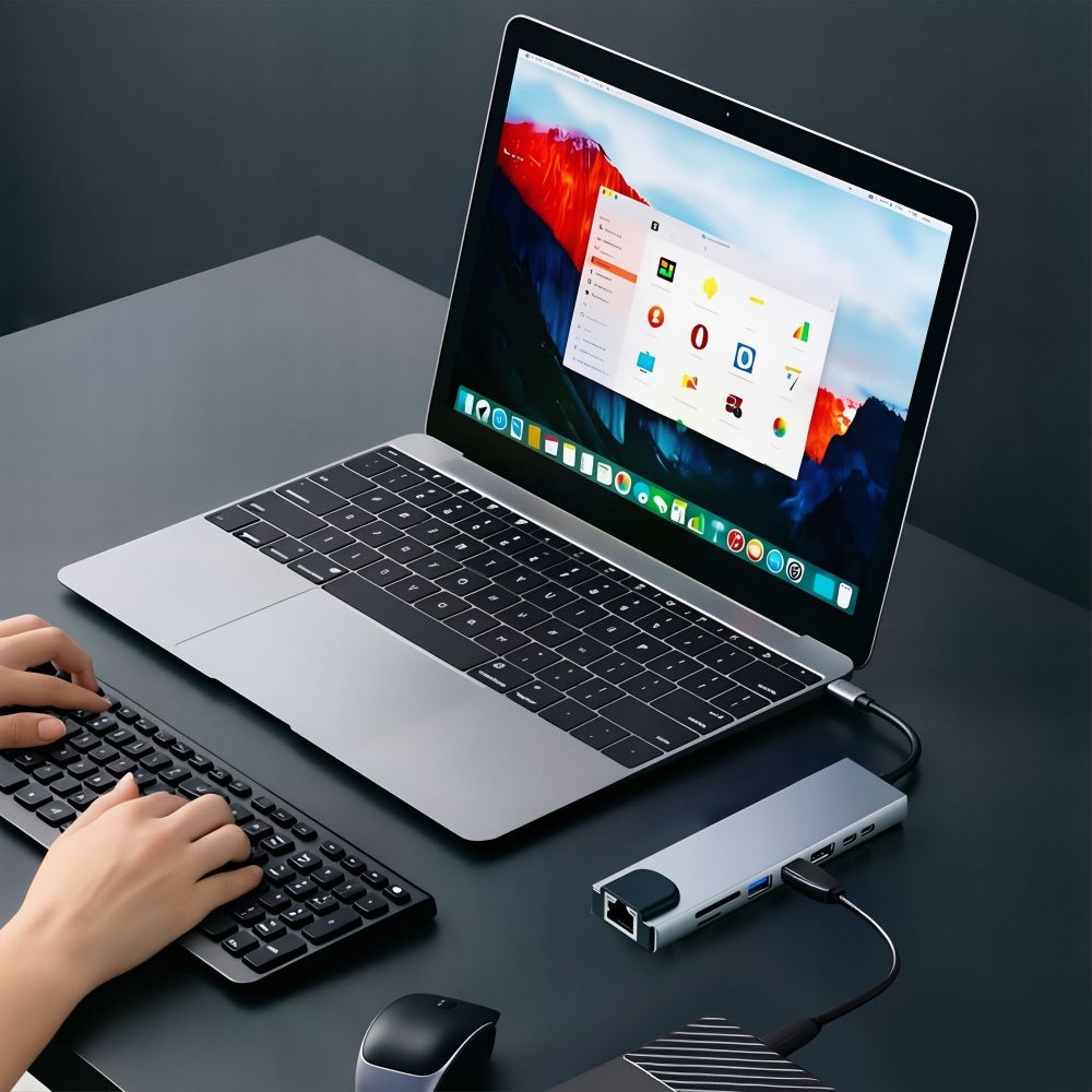 Tech-Protect HB09 USB-C adapter 8 az 1-ben HDMI, USB, RJ45 és kártyaolvasóval
