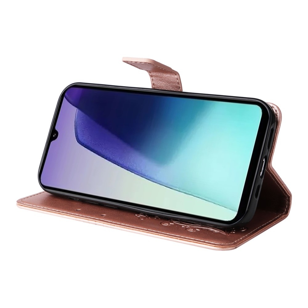 Nagy pillangó könyv tok Xiaomi Redmi 14C/Poco C75-hez - rózsaarany