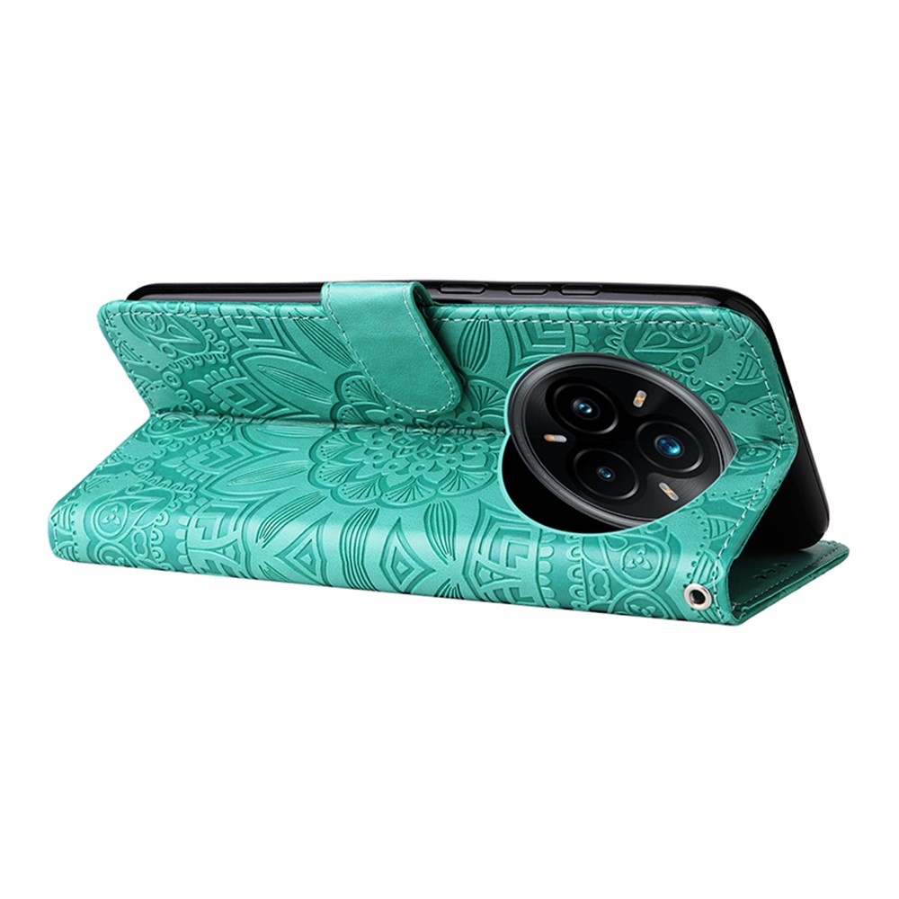 Napraforgó könyvtáska a Realme 14 Pro+ 5G készülékhez - teal színű