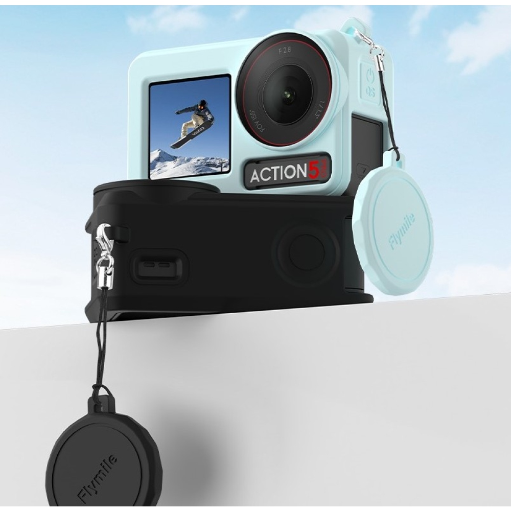 FLYMILE szilikon védőtok lencsevédővel DJI Osmo Action 5 Pro-hoz - fekete
