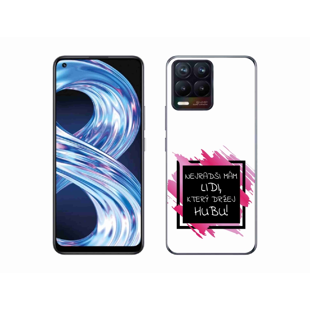 Gél borító mmCase a Realme 8 4G-n - vicces szöveg 7 fekete-fehér háttérrel