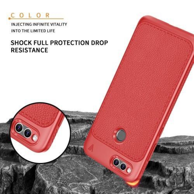 IVS tartós zselés tok texturált hátlappal a Honor 7X készülékhez - piros színű