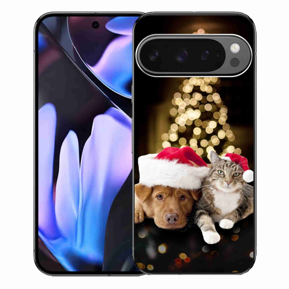 Gél borítás mmCase a Google Pixel 9 Pro XL-hez - Karácsonyi kutya és macska