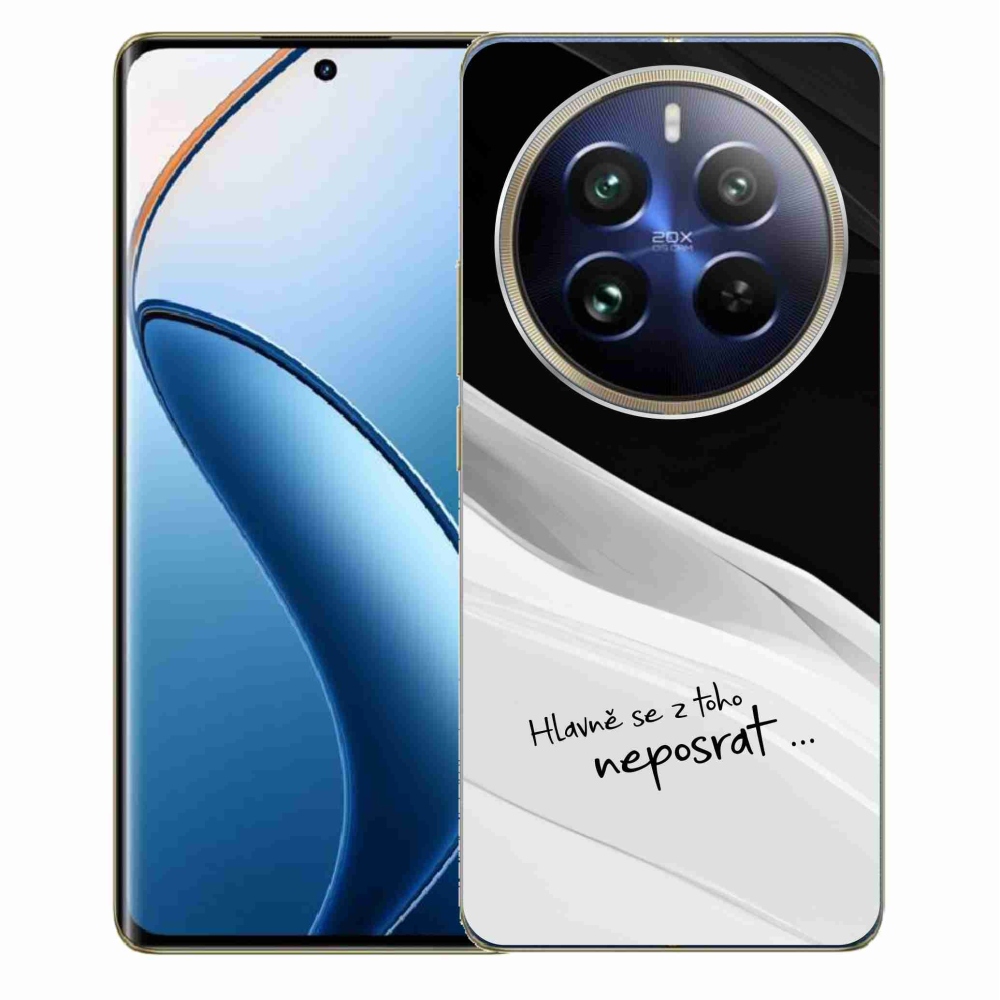 Gél borító mmCase a Realme 12 Pro 5G/12 Pro+ 5G - vicces szöveg 13 fehér és fekete háttérrel