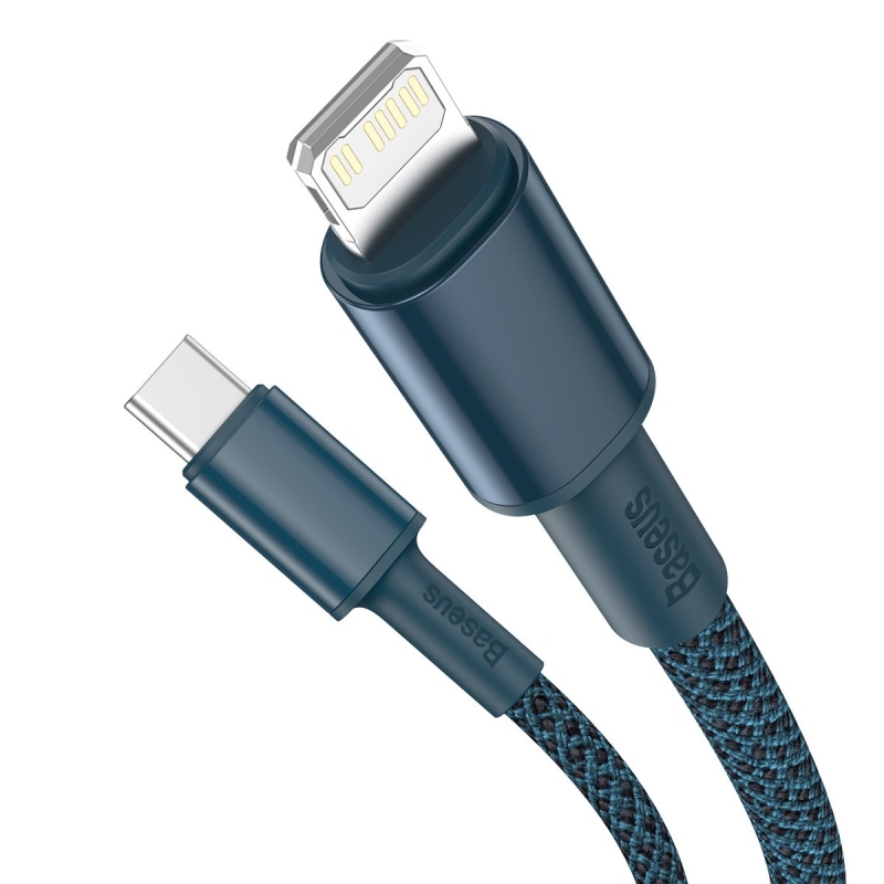 Baseus High Density Braided Series Gyors töltő kábel USB-C - világítás 20W 2m kék
