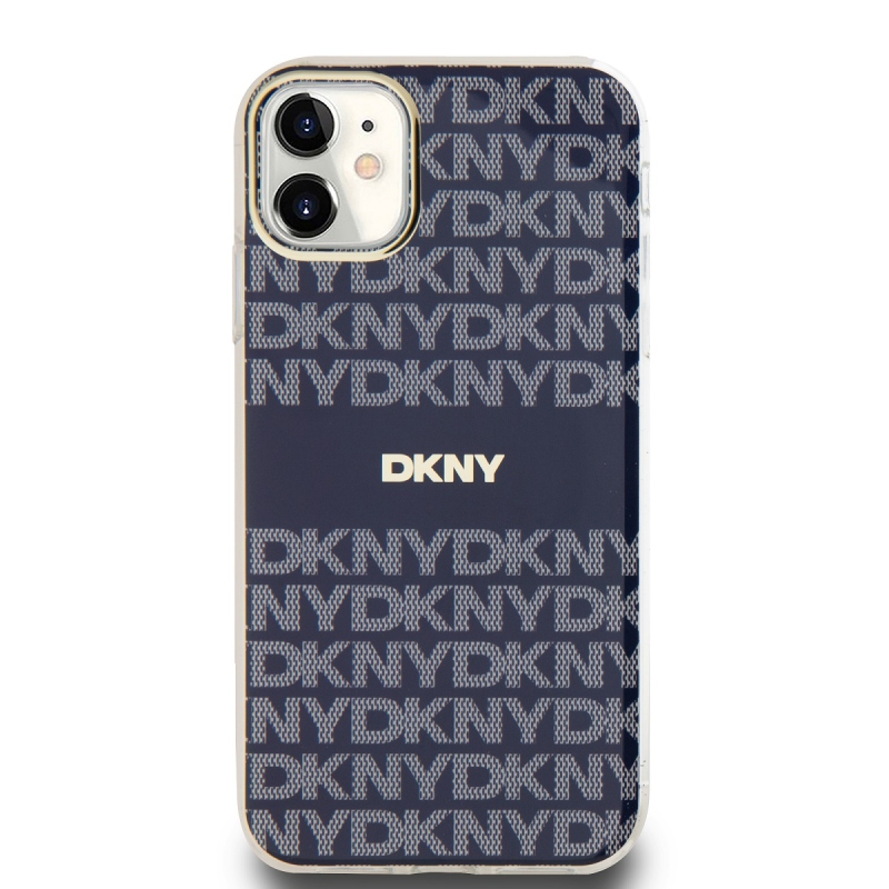 DKNY PC/TPU ismétlődő mintás tonális csíkos Magsafe hátlap iPhone 11 kékhez