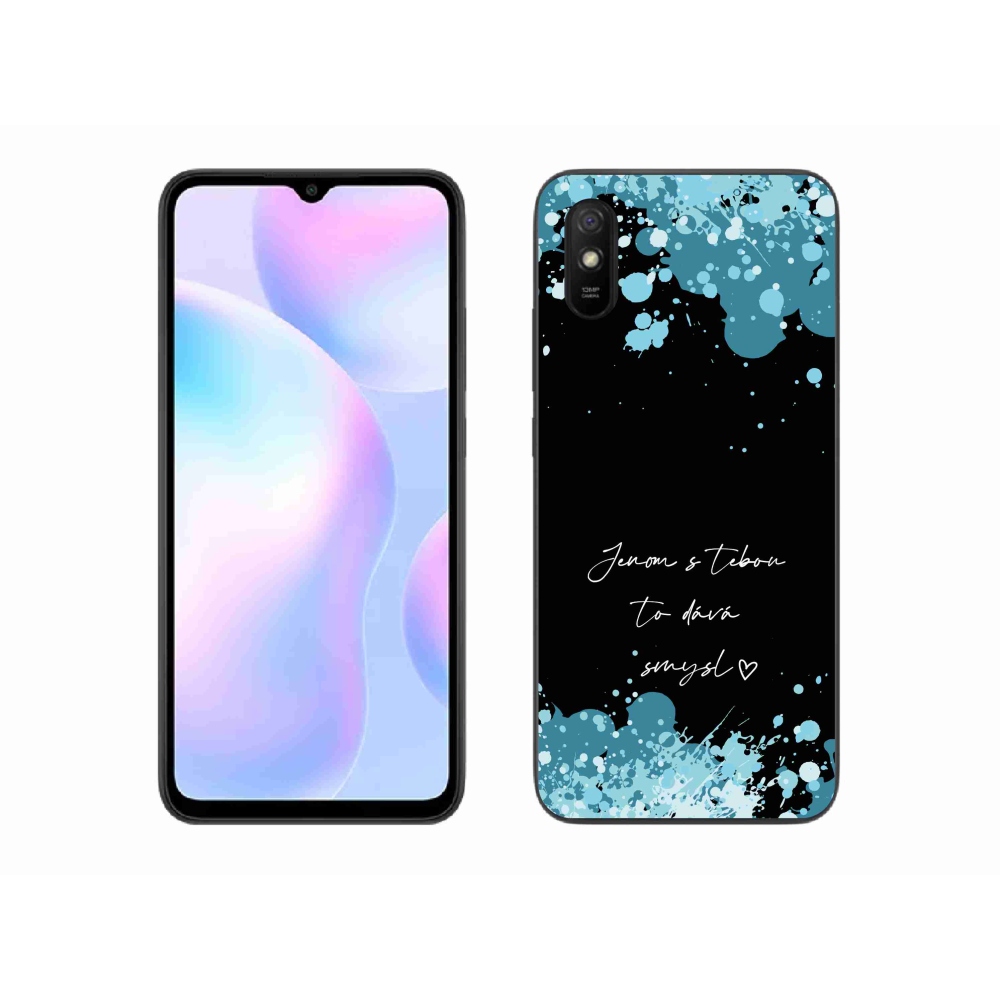 Gél borító mmCase a Xiaomi Redmi 9A - szerelem szöveg fekete háttérrel