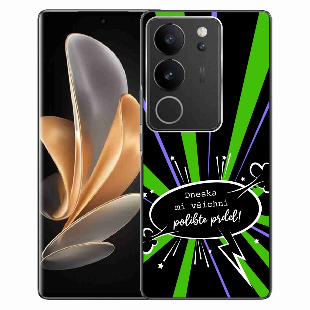 Gél borító mmCase a Vivo V29 5G-hez - vicces szöveg 15 fekete háttérrel