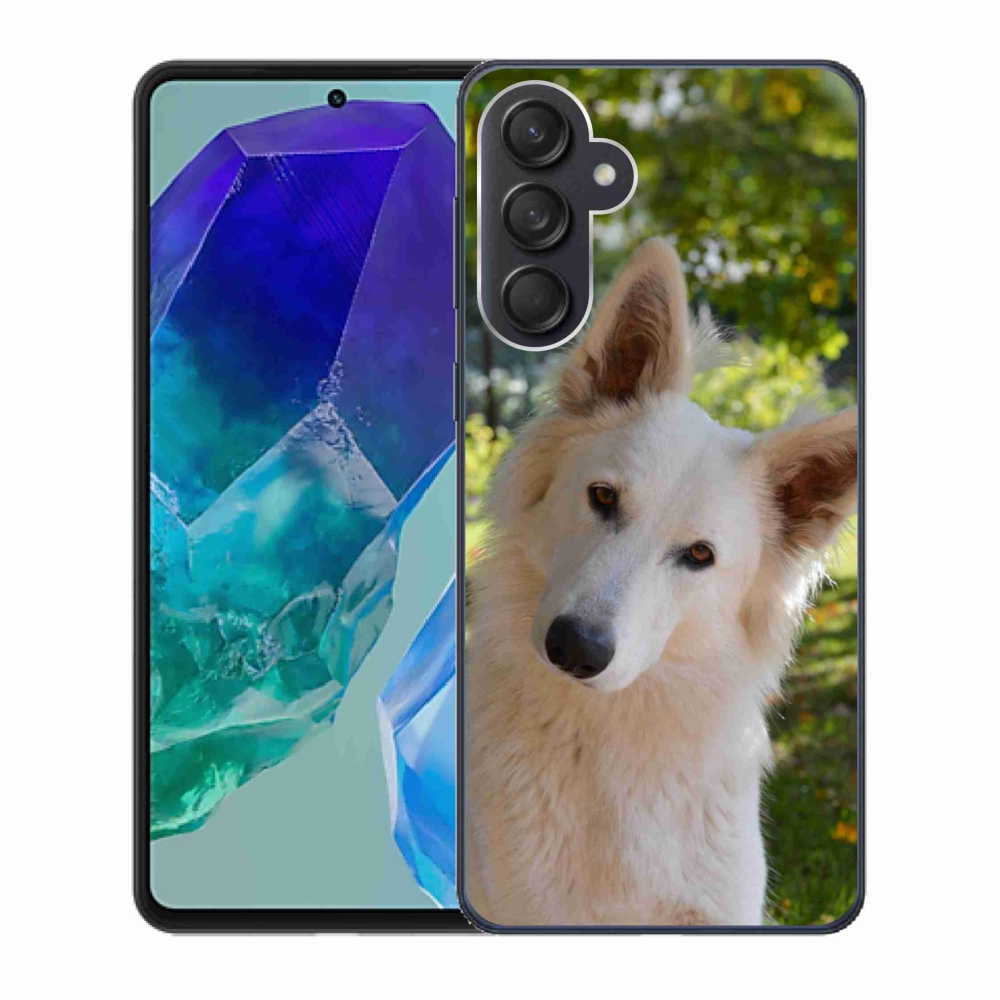 Gél borítás mmCase Samsung Galaxy M55 5G - Fehér svájci juhász 1