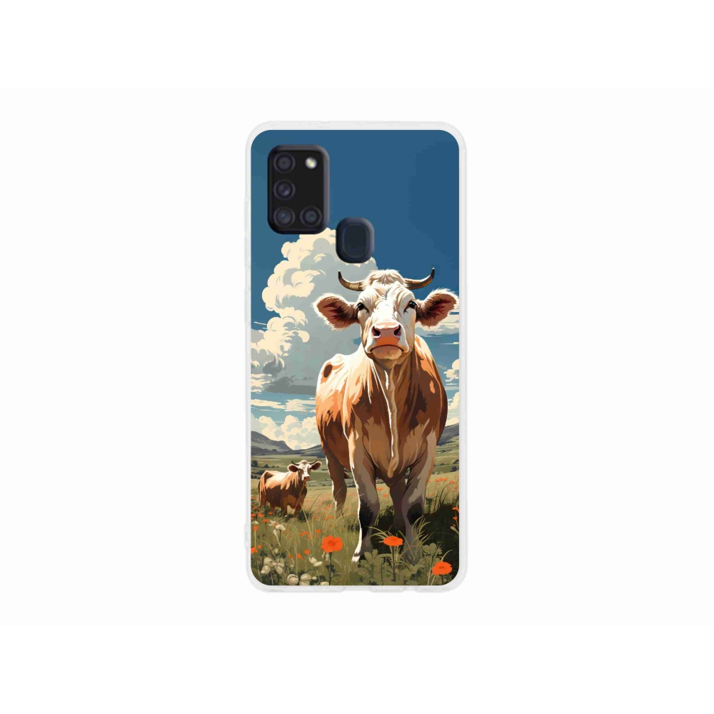 Zselés borítás mmCase Samsung Galaxy A21s készülékhez - tehenek a réten
