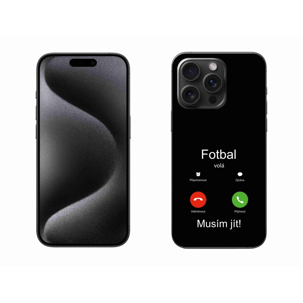 Zselés borítás mmCase iPhone 15 Pro Max készülékhez - futballhívások fekete háttérrel