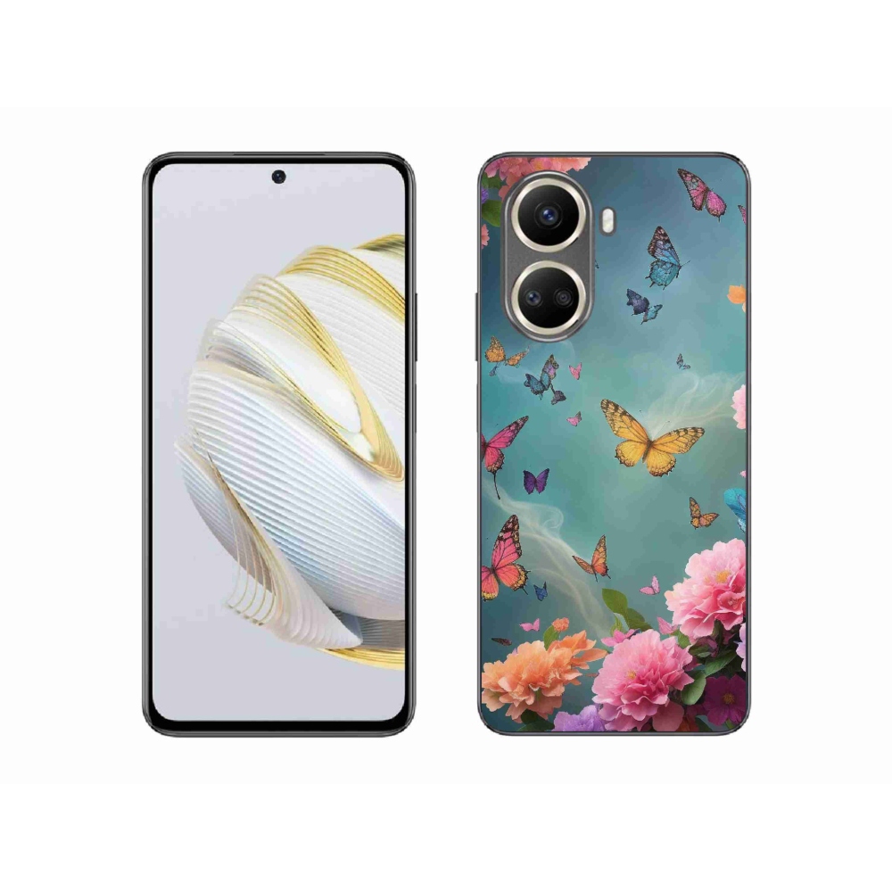 Gél borító mmCase a Huawei Nova 10 SE-hez - színes virágok és pillangók