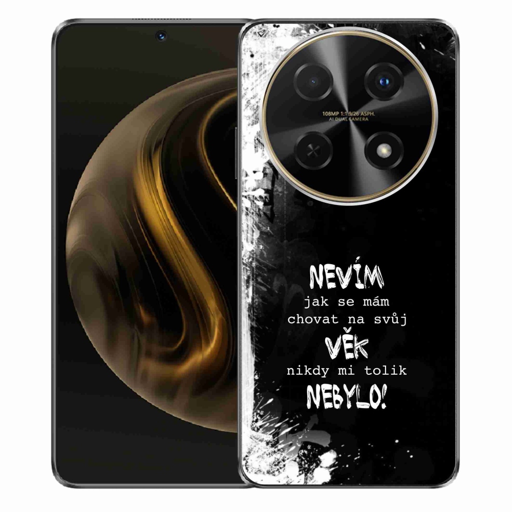 Gél borító mmCase a Huawei Nova 12i készülékhez - vicces szöveg 14 fekete háttér