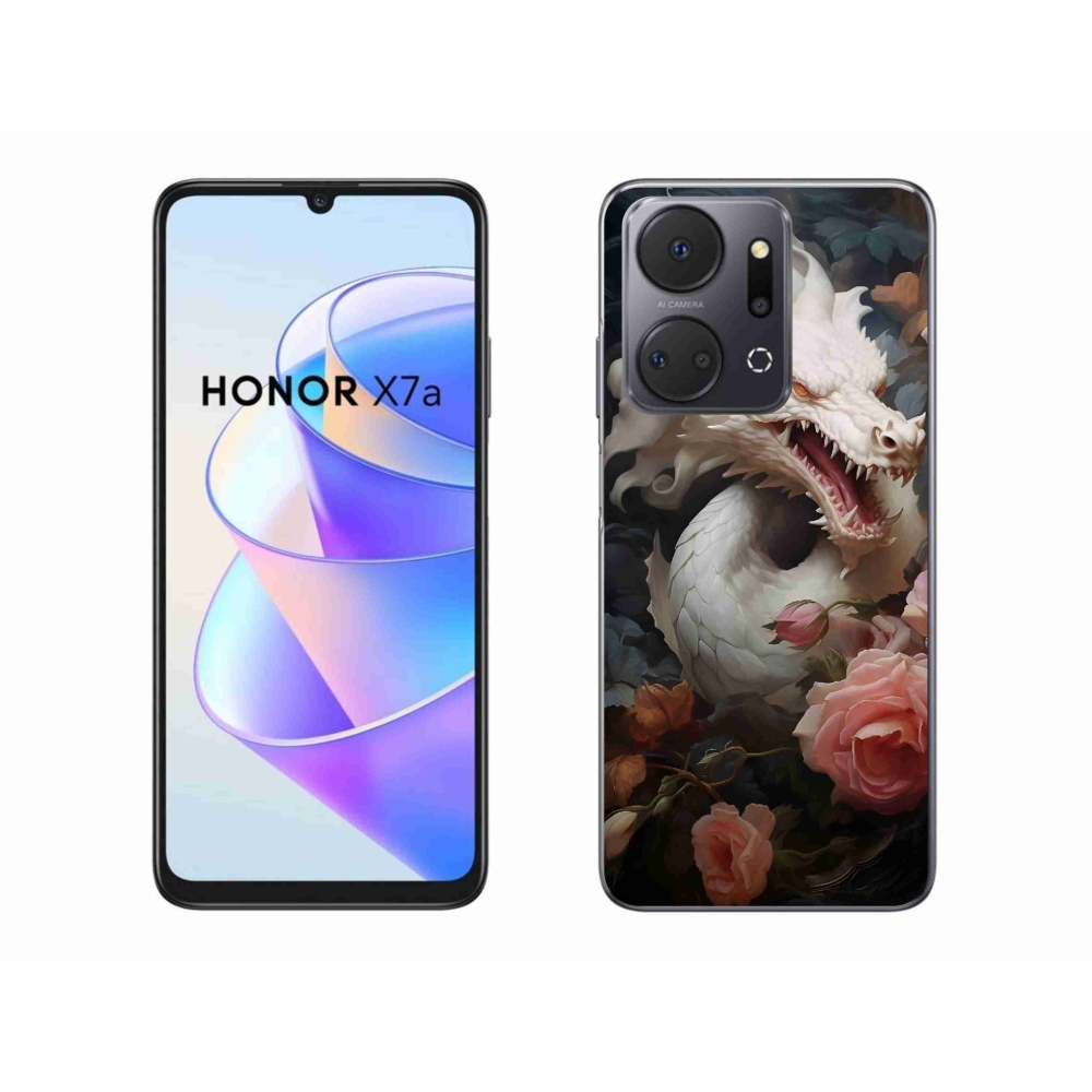 Zselés borítás mmCase a Honor X7a számára - fehér sárkány