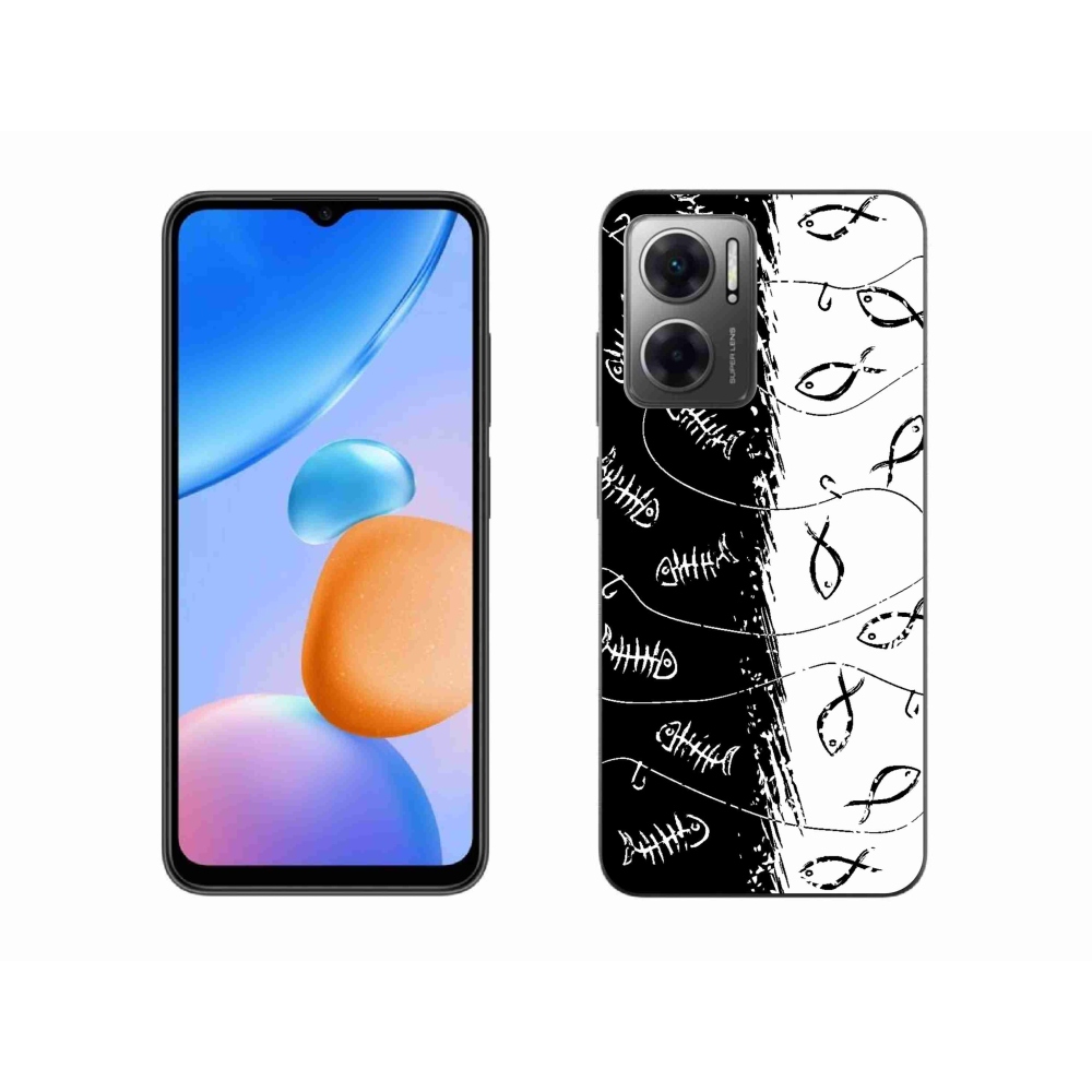 Gél borító mmCase a Xiaomi Redmi 10 5G számára - csontvázak és halak