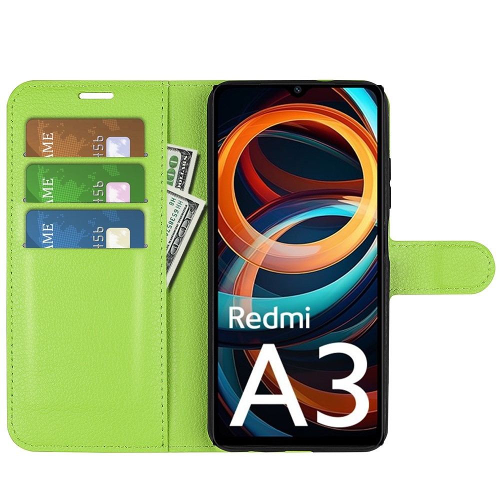 Litchi könyv tok Xiaomi Redmi A3-hoz - zöld