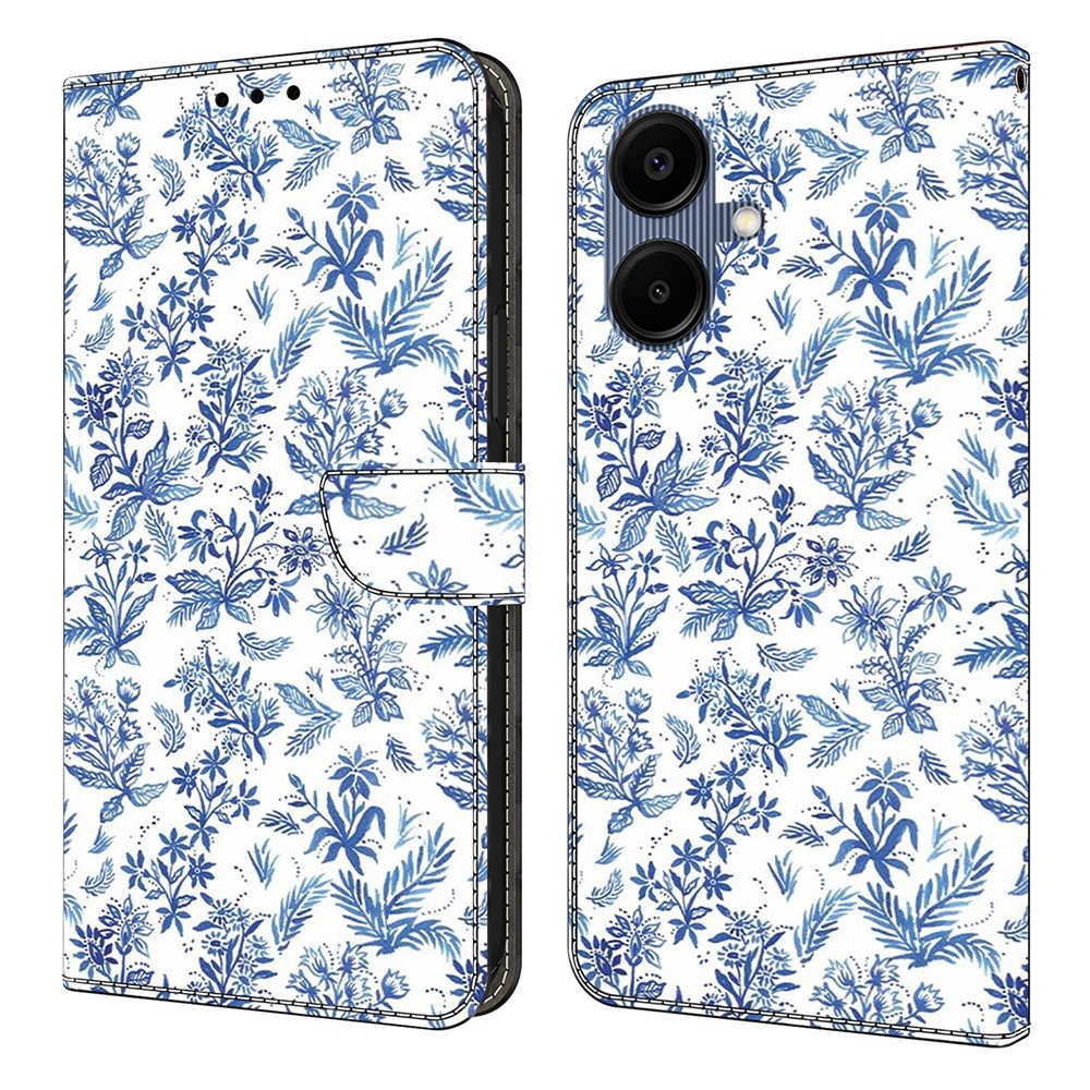 Sima könyves tok Samsung Galaxy A07 4G - kék virágok