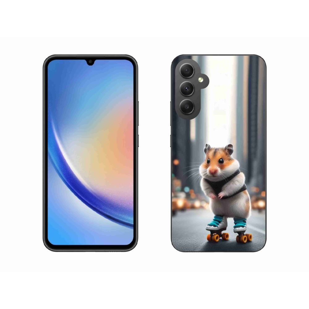 Zselés borítás mmCase Samsung Galaxy A34 5G - hörcsög korcsolyán