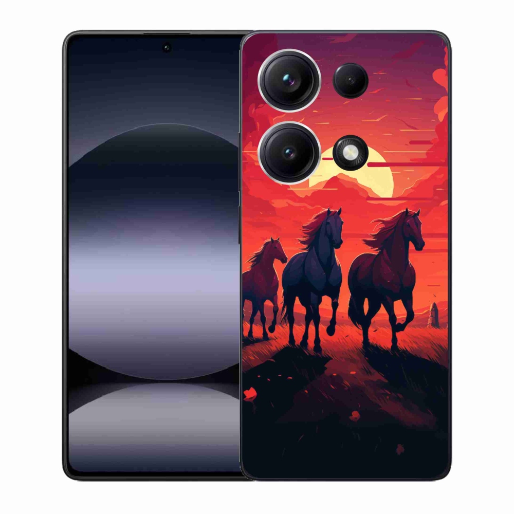 Gél borító mmCase a Xiaomi Redmi Note 14S-hez - lovak és naplemente