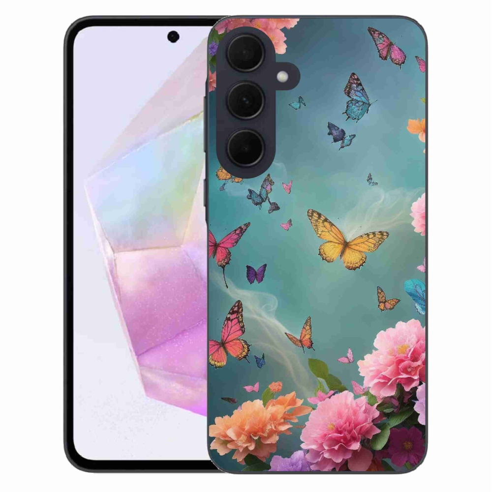 Gél borítás mmCase Samsung Galaxy A35 5G - színes virágok és pillangók