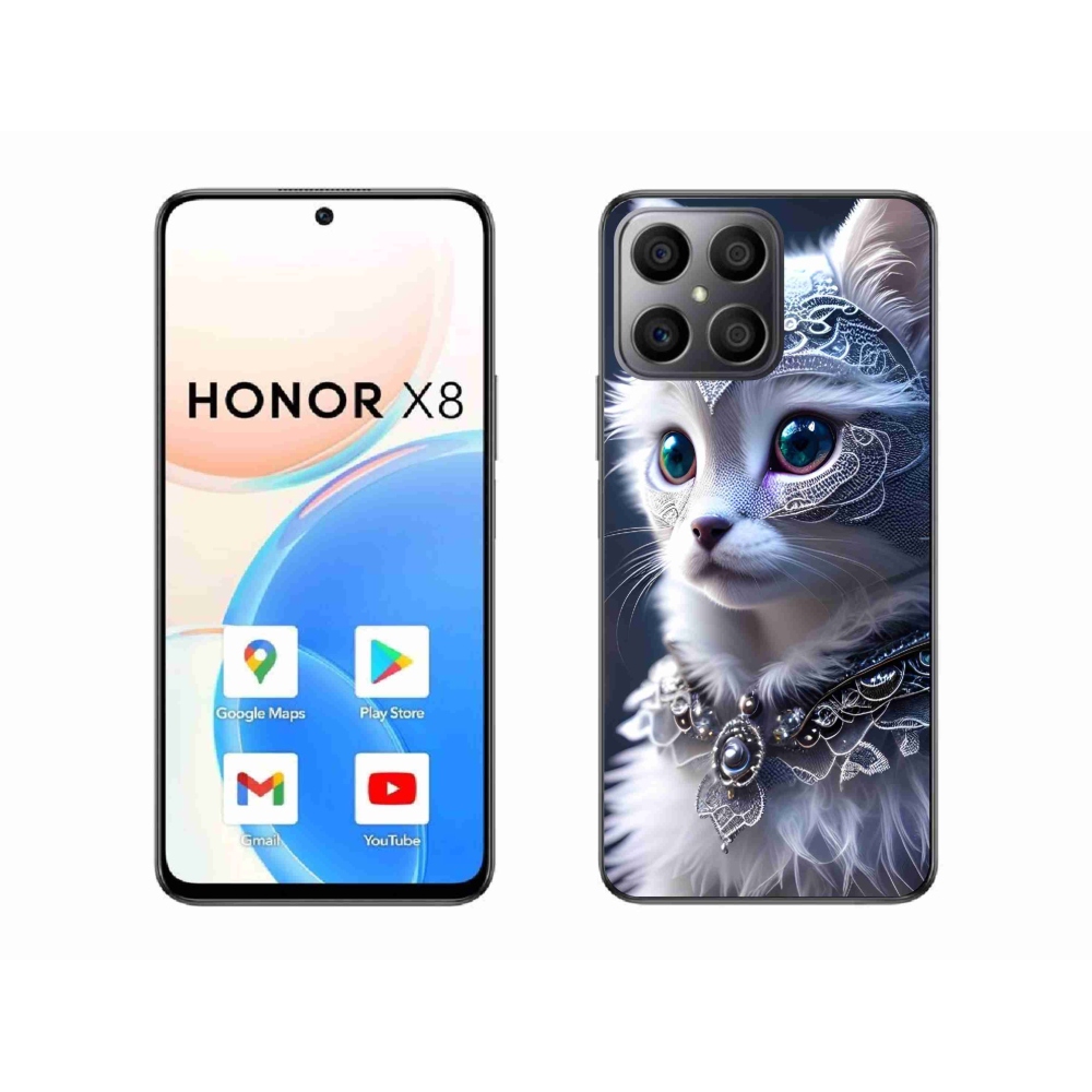 Zselés borítás mmCase a Honor X8-hoz - fehér macska