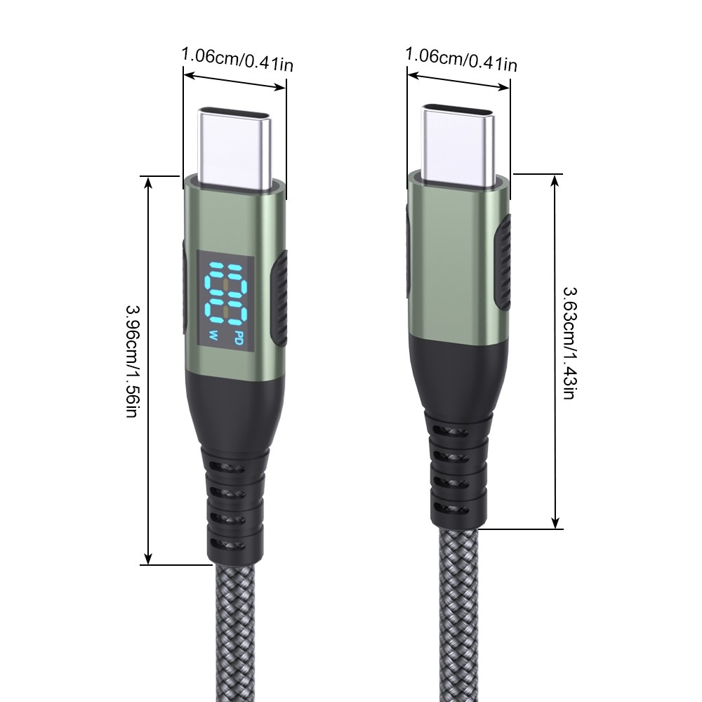 1 m-es nejlon USB-C / USB-C kábel kijelzővel és 100 W-os gyorstöltés támogatásával. Nagy teljesítmény, strapabíró kialakítás és megbízható adatátvitel.