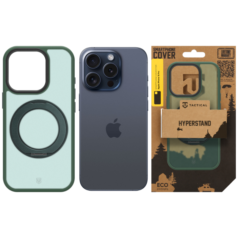Tactical MagForce Hyperstand tok az Apple iPhone 15 Pro-hoz, Forest Green színben