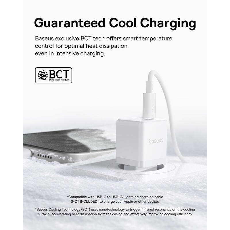 Baseus Palm gyors töltő USB-C 20W + adatkábel USB-C/USB-C 1m Fehér