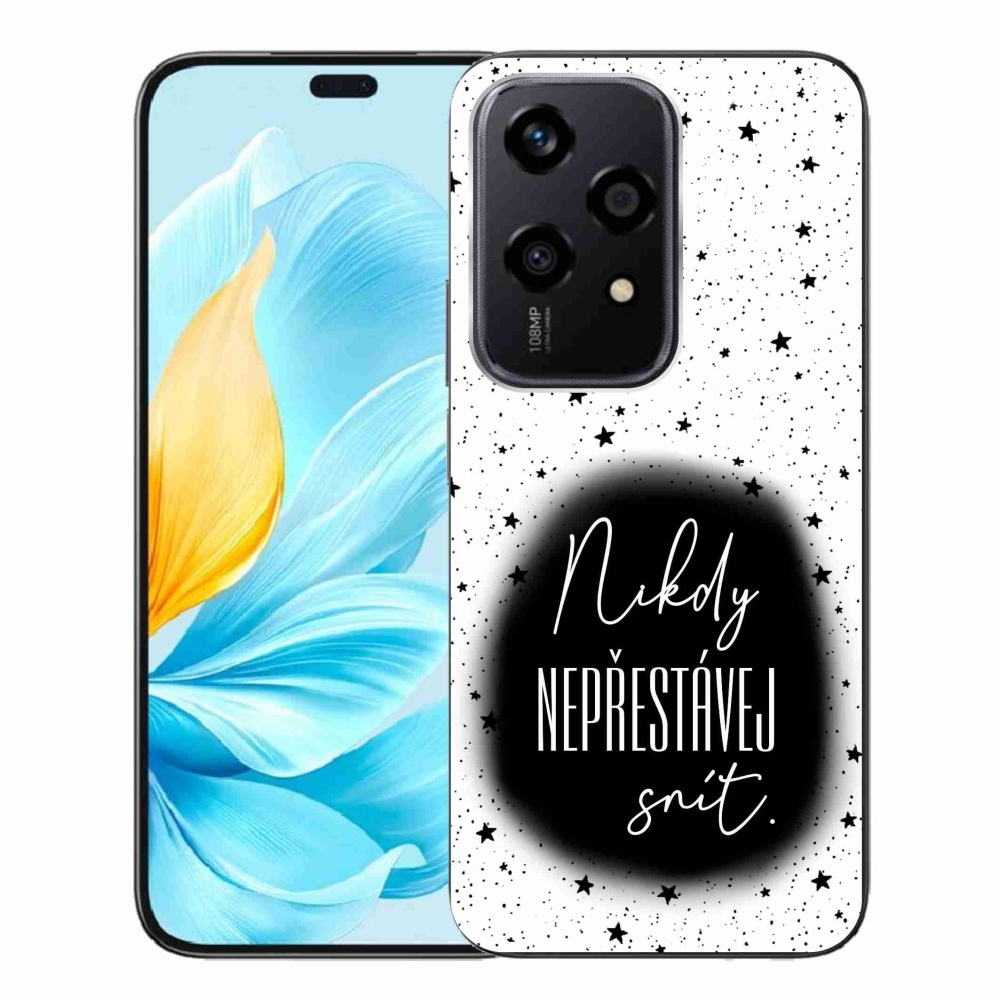 Zselés borító mmCase a Honor 200 Lite 5G készülékhez - idézet 1 fekete és fehér háttérrel