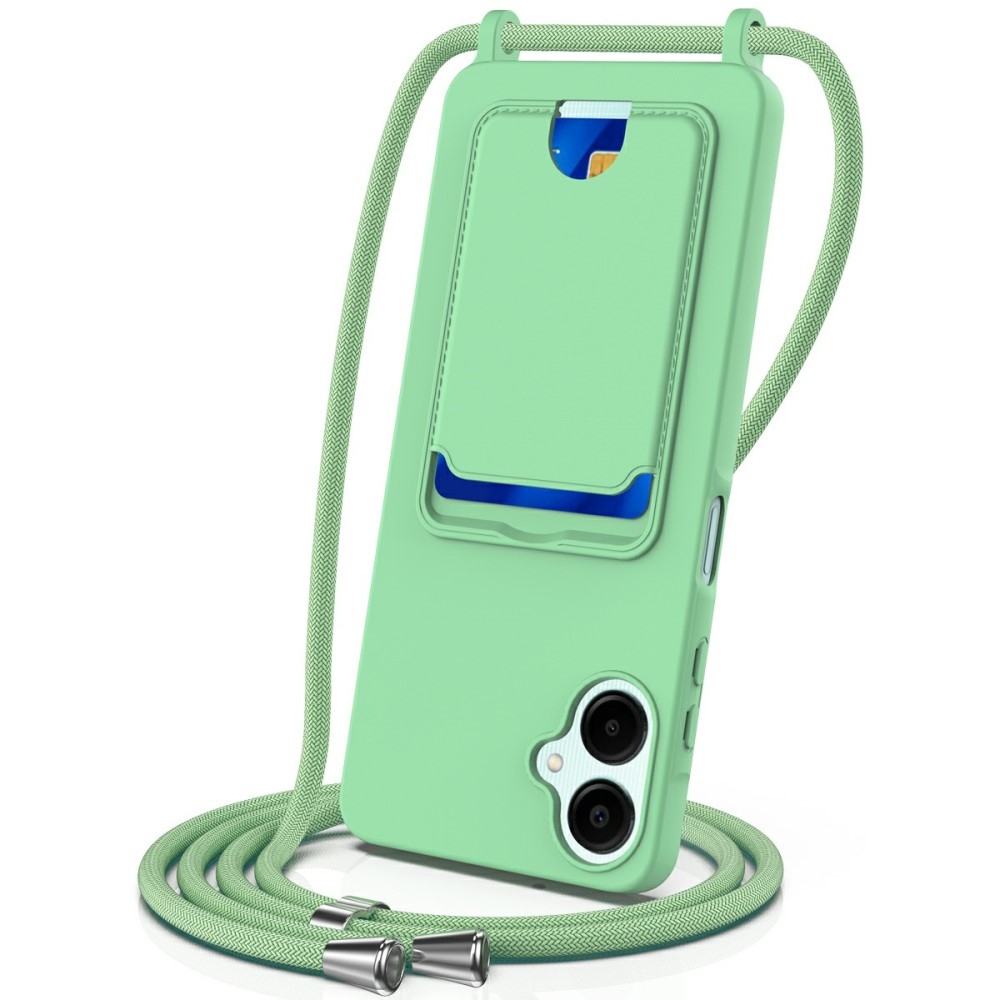 Zsinórral ellátott zselés tok Samsung Galaxy A06 4G kártyához - zöld