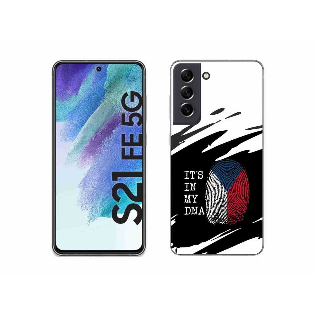 Gél borítás mmCase Samsung Galaxy S21 FE 5G - zászlós ujjlenyomat fekete és fehér háttérrel