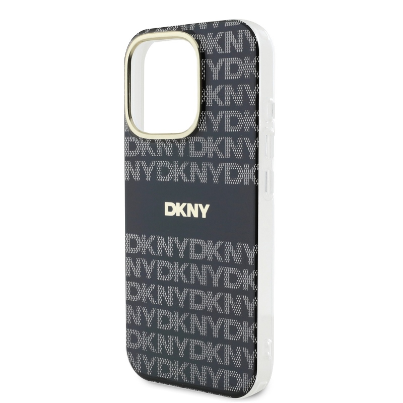 DKNY PC/TPU ismétlődő mintás tonális csíkos Magsafe hátlap iPhone 16 Pro Max-hoz Fekete