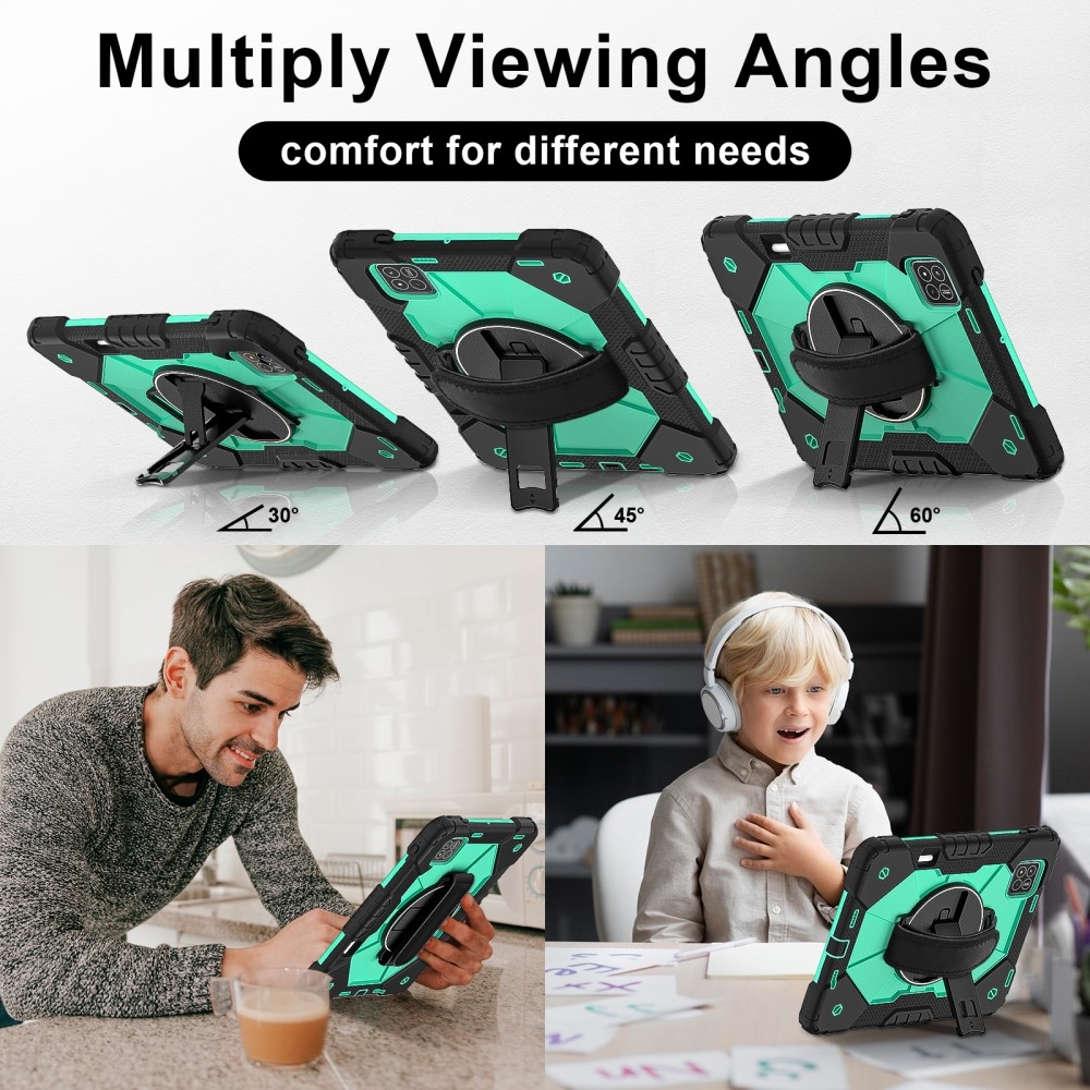 Strapabíró huzat kéztartóval és vállpánttal Xiaomi Pad 7/7 Pro-hoz - fekete/kék-zöld