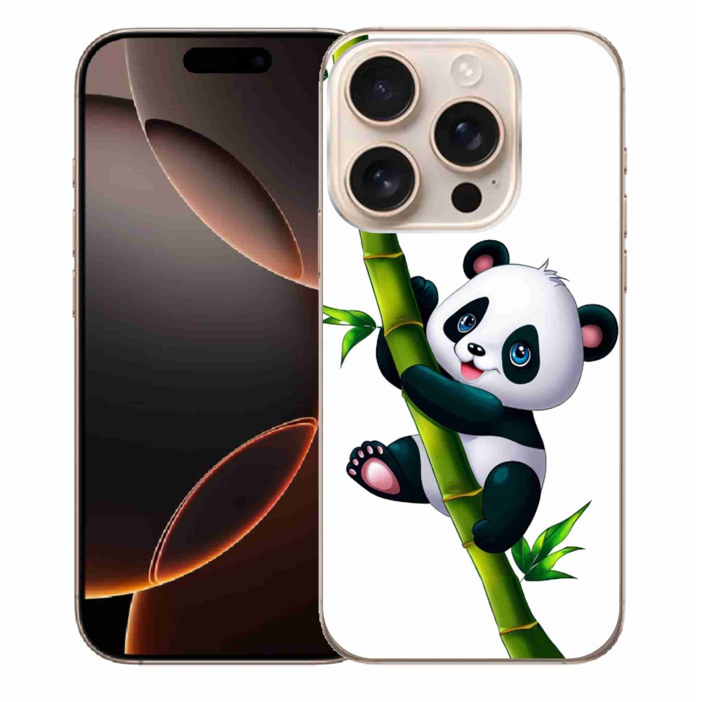 Zselés borítás mmCase iPhone 16 Pro Max készülékhez - panda bambuszon