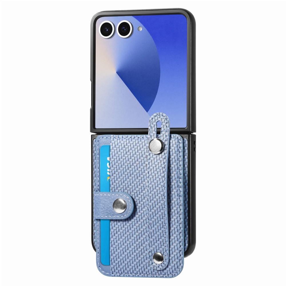 Műbőrrel borított műanyag borítás Samsung Galaxy Z Flip7 5G - kék