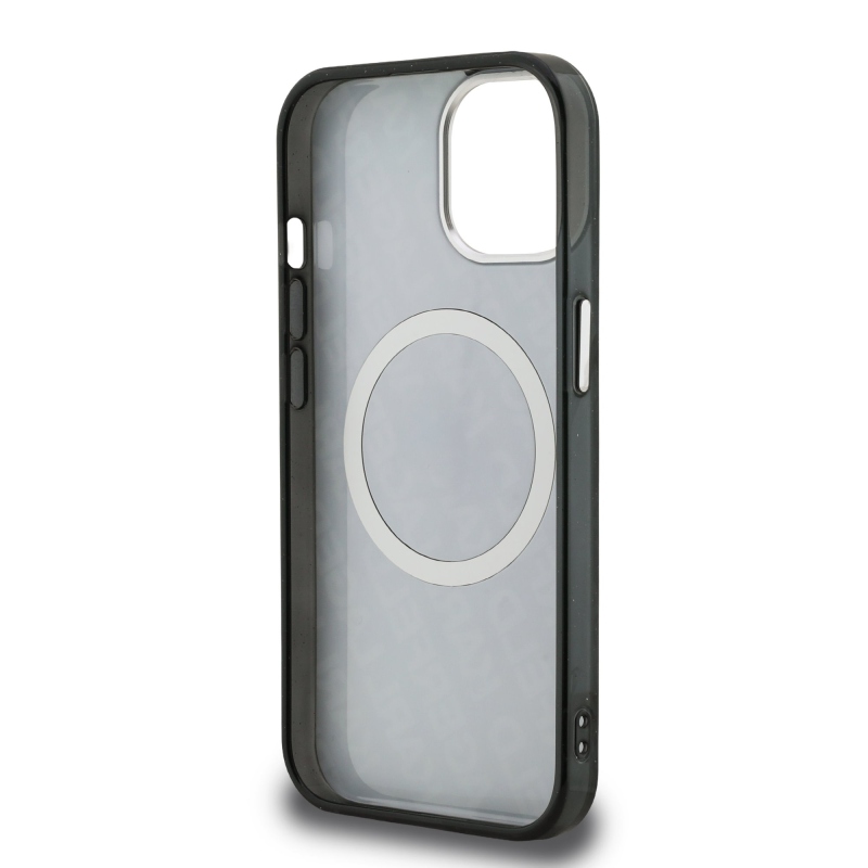 Karl Lagerfeld IML K&CH Heads Ismételt logó MagSafe hátlapi borító iPhone 15-hez Fekete