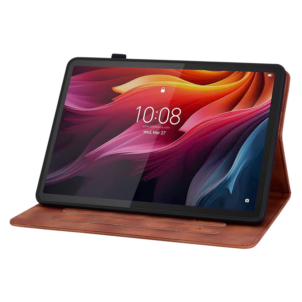 Virágok záró tok Lenovo Tab K11 Plus-hoz - barna