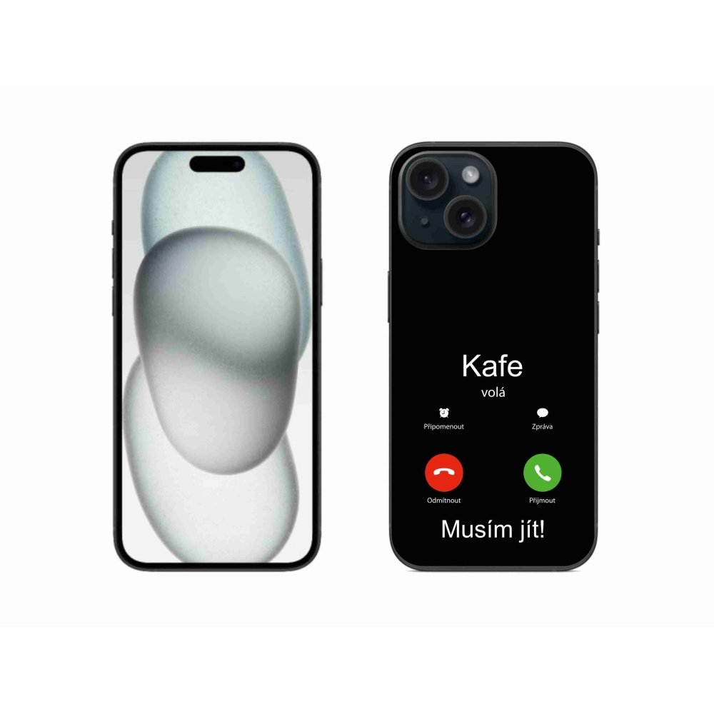 Gél borítás mmCase iPhone 15 készülékhez - kávé hívó fekete háttér
