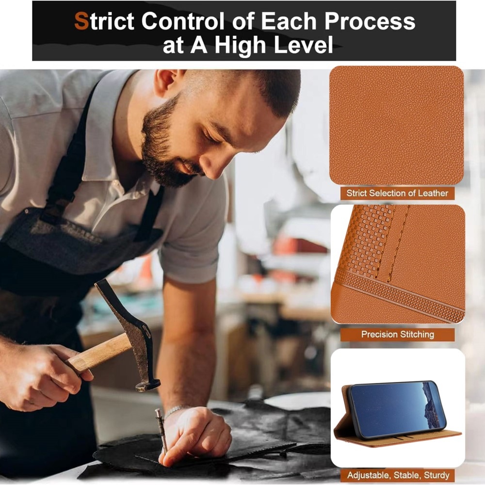 L-alakú könyvtáska Honor 400 Lite-hoz - barna