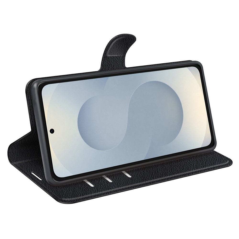 Litchi könyv tok Samsung Galaxy S25 Edge készülékhez - fekete