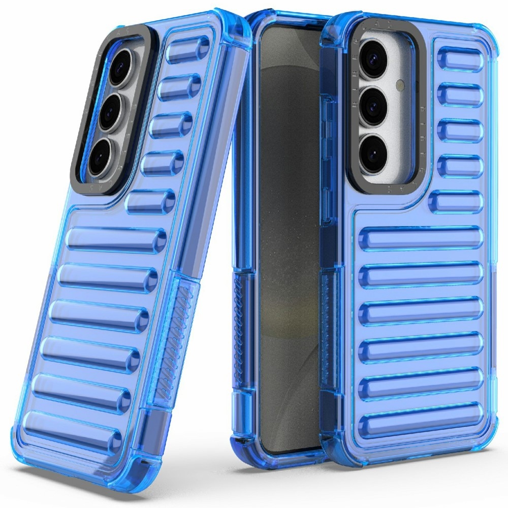 Csíkos tartós borító Samsung Galaxy S25 készülékhez - kék