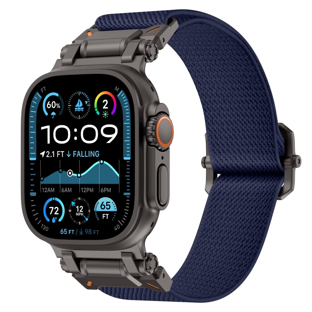 Fém nejlon szíj Apple Watch Ultra/Ultra 2 49mm/SE/SE 2022/2023 44mm/10 46mm/9/8/7 45mm/6/5/4 44mm/3/2/1 42 mm - kék