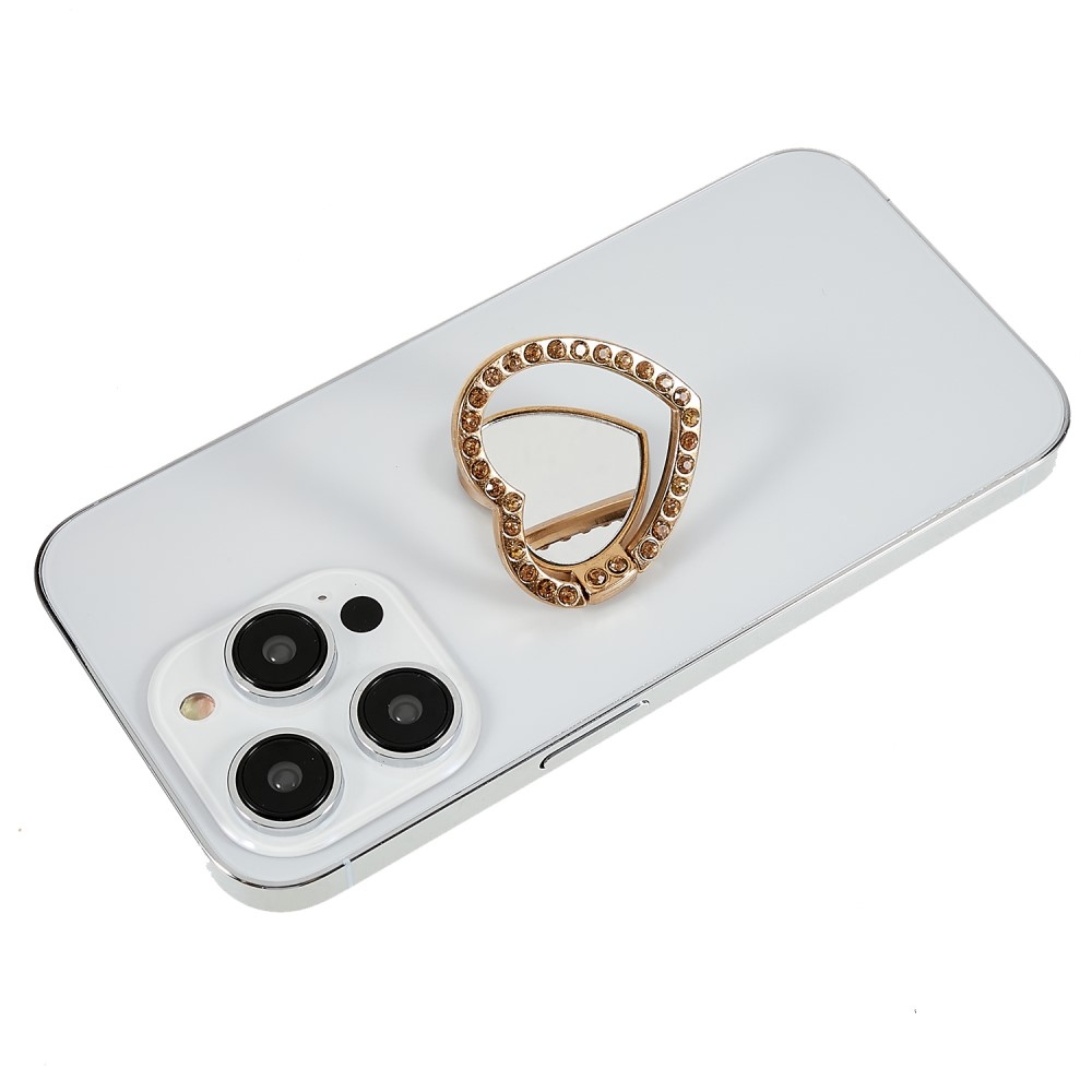 Szív tükör ujjtartó mobiltelefonhoz - arany