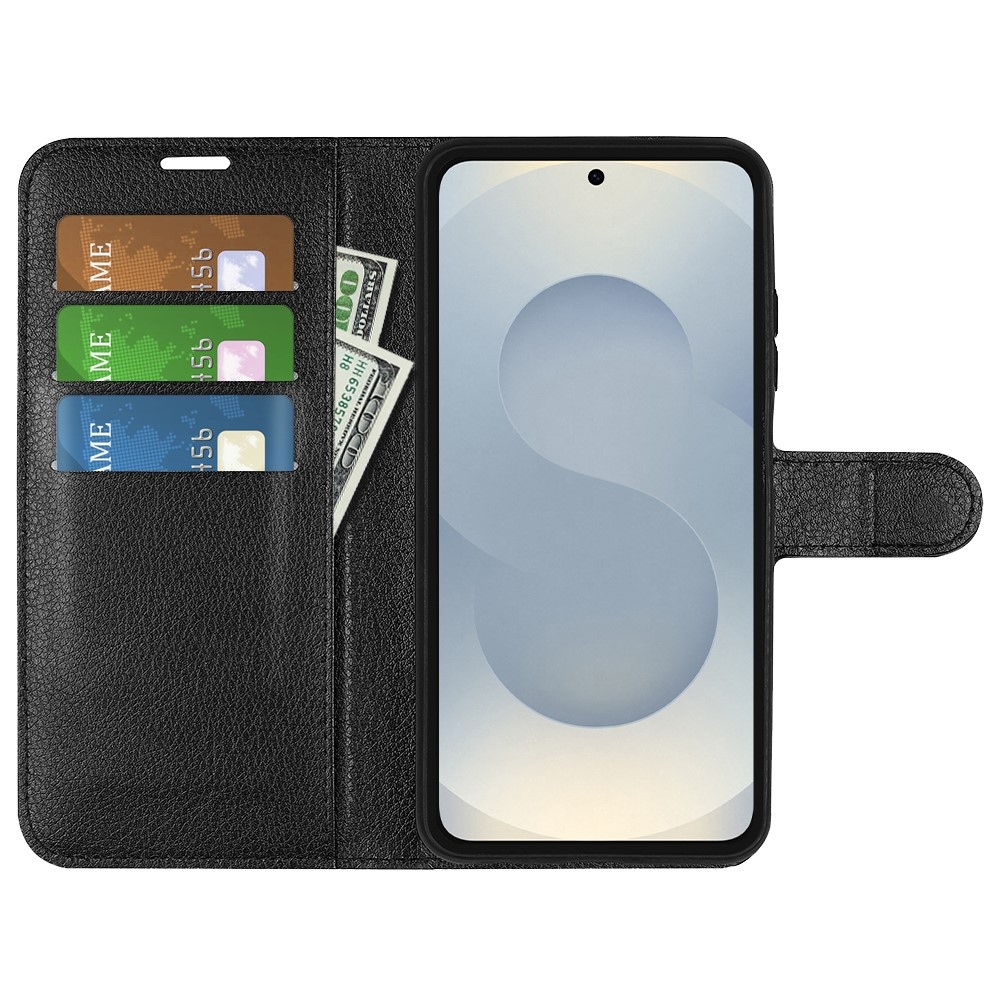 Litchi könyv tok Samsung Galaxy S25 Edge készülékhez - fekete