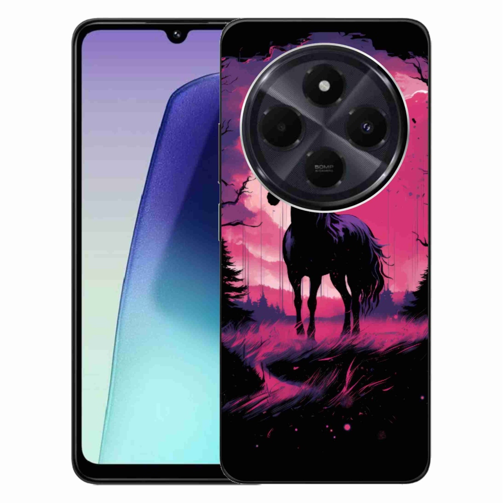 Gél borítás mmCase a Xiaomi Redmi 14C/Poco C75-hez - fekete rajzfilm ló 1