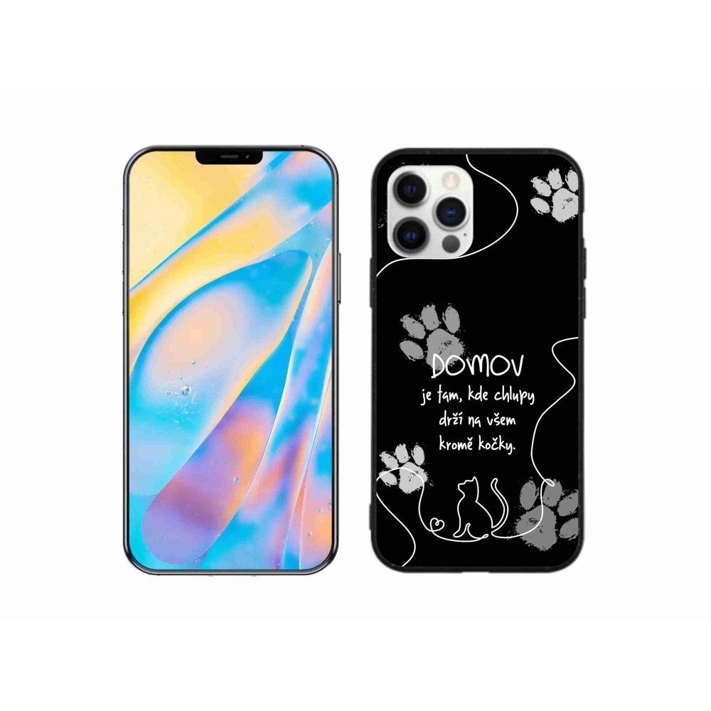 Gél borítás mmCase iPhone 12 készülékhez - macskamotívum fekete háttér