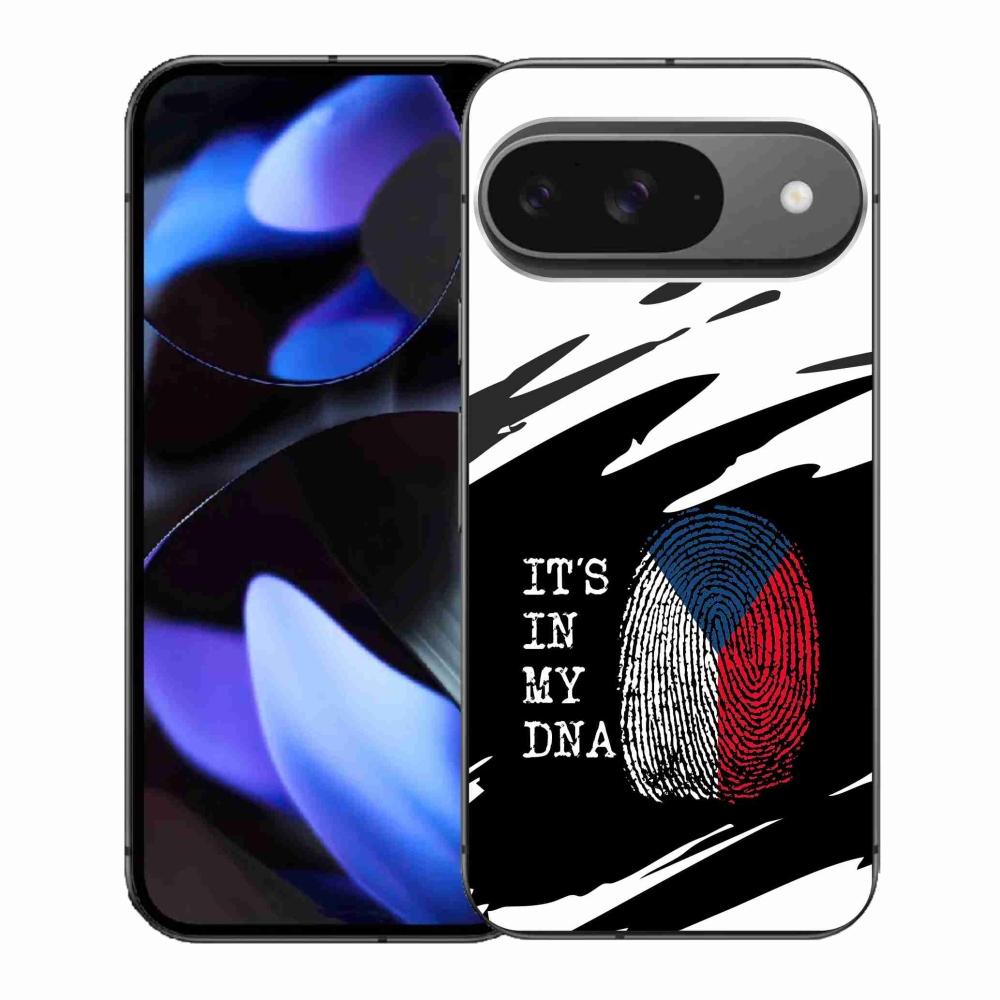 Zselés borítás mmCase a Google Pixel 9/9 Pro számára - zászlós ujjlenyomat fekete és fehér háttérrel